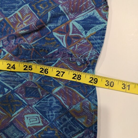 Vintage Tomato Mens SS Button Up Graphic Shirt Size L Blue Abstract Artsy 80s 90 - Picture 9 of 10